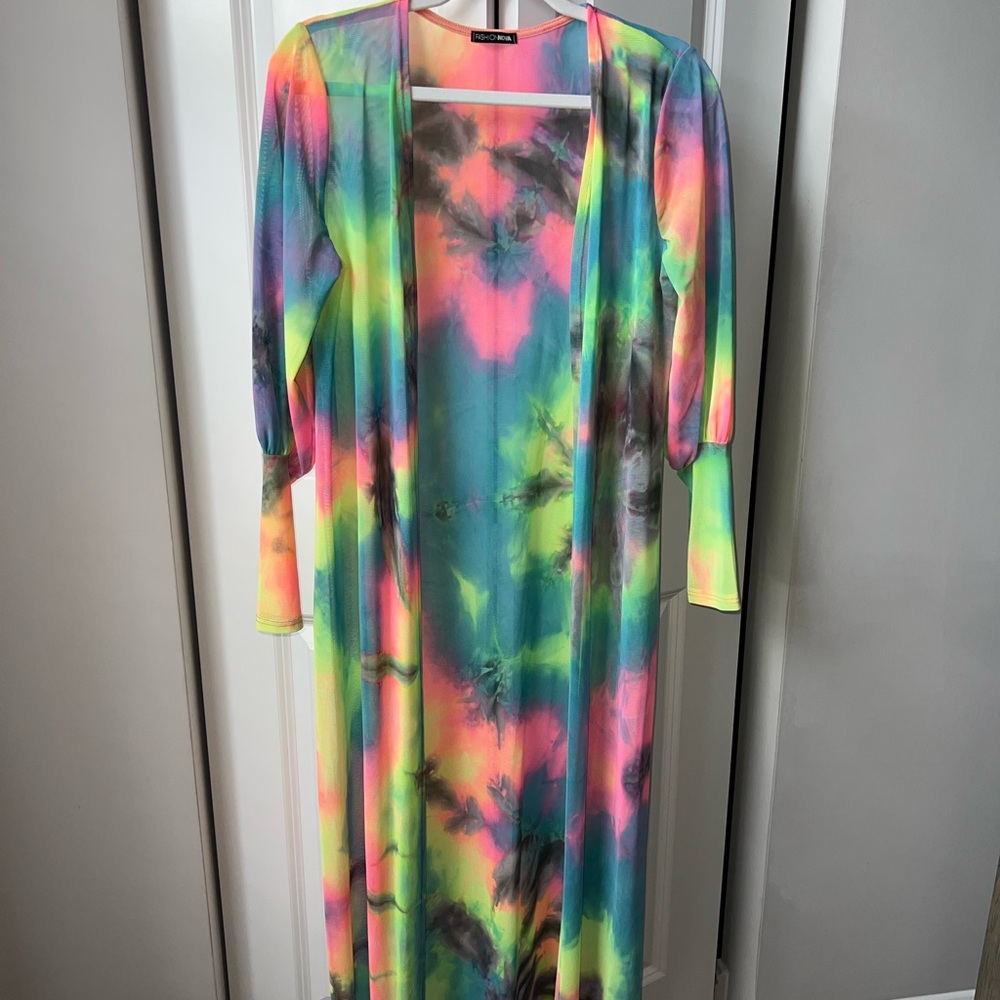 Colorful Tie-Dye Long Coverup
